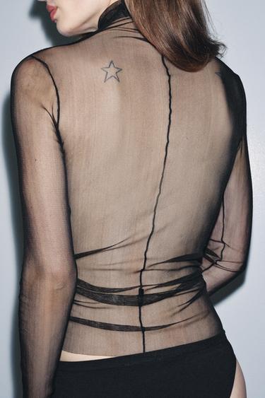 TOP 100% SOIE - Noir de Zara - Image 2