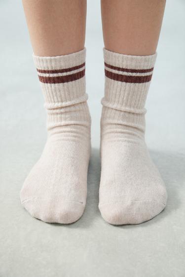 3-PACK OF LONG SPORTY STRIPE SOCKS - Beige marl by Zara