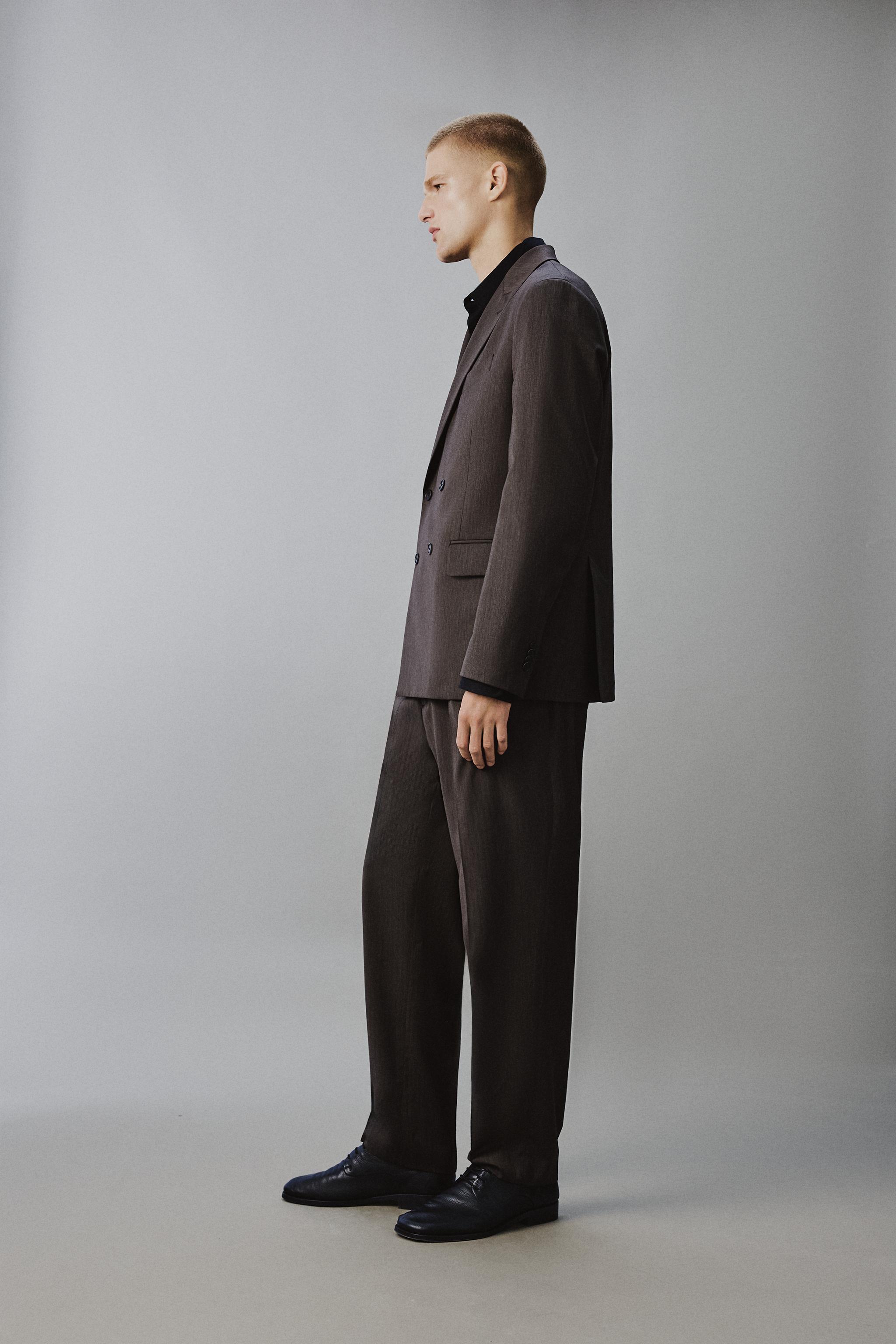 HERRINGBONE DOUBLE BREASTED SUIT JACKET