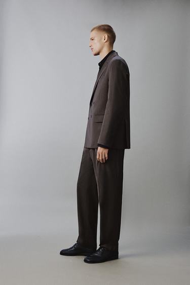 VESTE DE COSTUME À BOUTONNAGE CROISÉ À CHEVRONS - Marron de Zara - Image 4