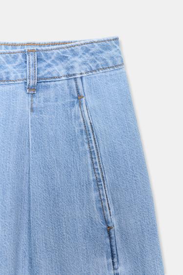 Z1975 MID-RISE WIDE-LEG JEANS WITH PLEATS - Mid-blue by Zara - Image 8