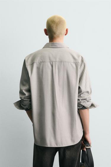RELAXED FIT STRIPED SHIRT - Grey by Zara - Image 2
