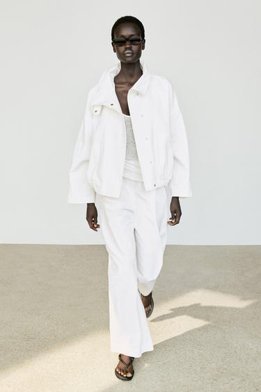 Veste bomber 100 % coton - Blanc de Zara