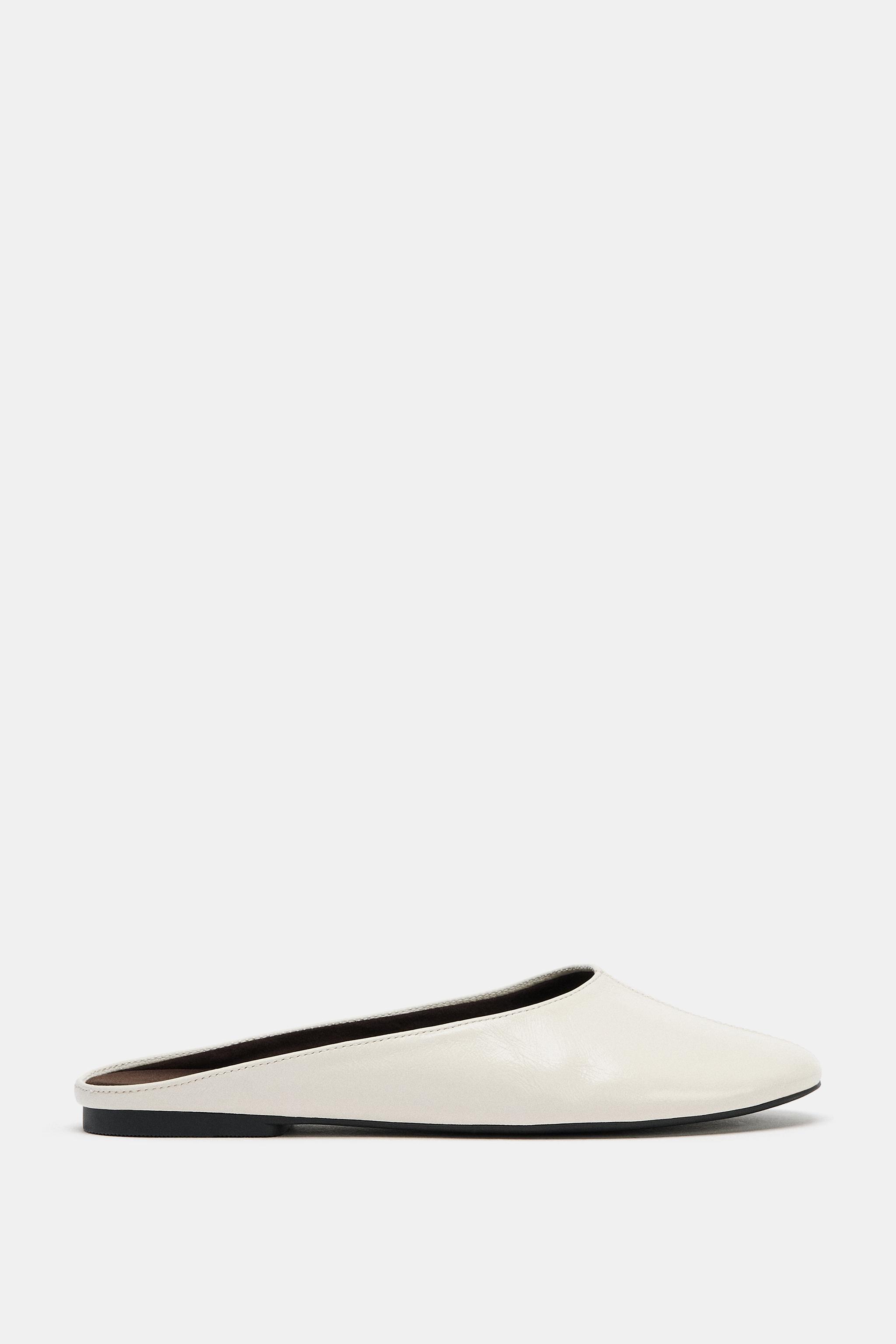新品　ZARA ザラ　リアルレザー　スプリットスエードフラットシューズ リアルレザーフラットスリングバックシューズ - エクリュ | ZARA Japan