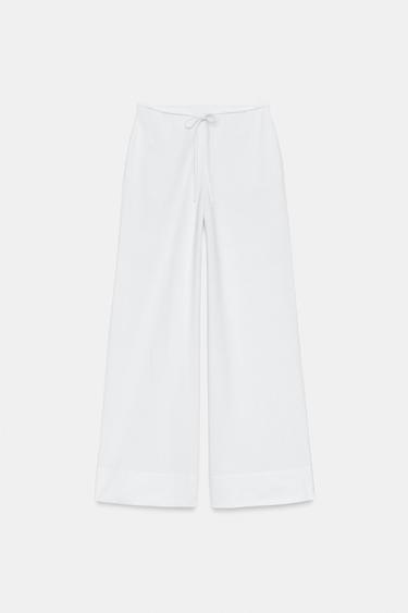 PANTALÓN RECTO ALGODÓN - Blanco de Zara