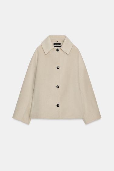 WOOL BLEND JACKET WITH FAUX FUR COLLAR ZW COLLECTION - Beige by Zara - Image 7