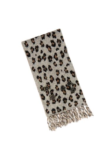 LEOPARD PRINT SCARF WITH APPLIQUÉS