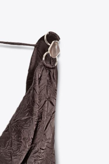 CRINKLE-EFFECT SATIN MIDI DRESS - Brown by Zara - Image 6