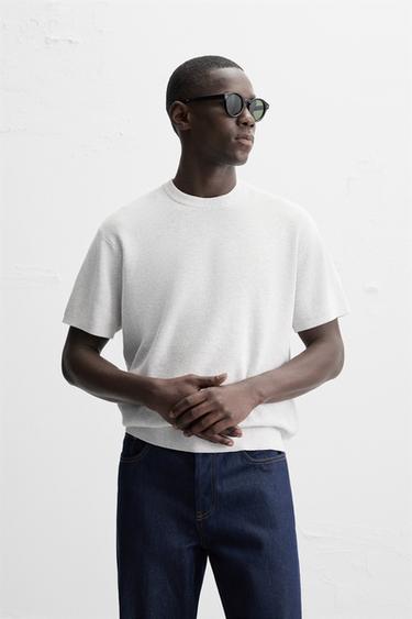 VRANGSTRIKKET TOP - gråmeleret fra Zara