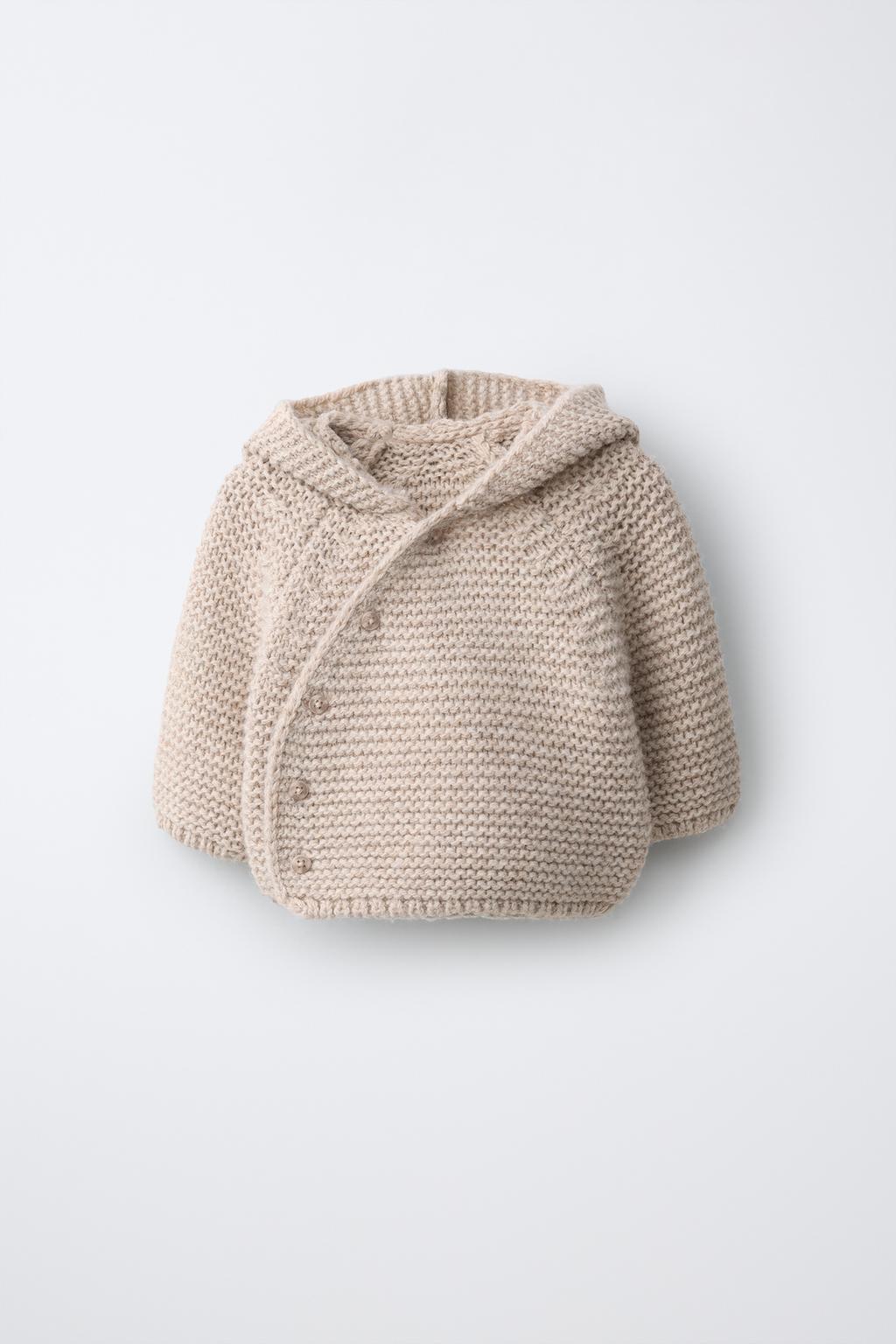 CHUNKY WOOL BLEND HOODIE CARDIGAN