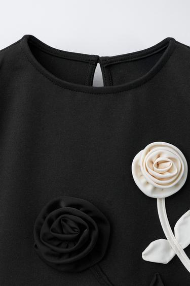 PONTE ROMA FLORAL T-SHIRT - Black by Zara - Image 2