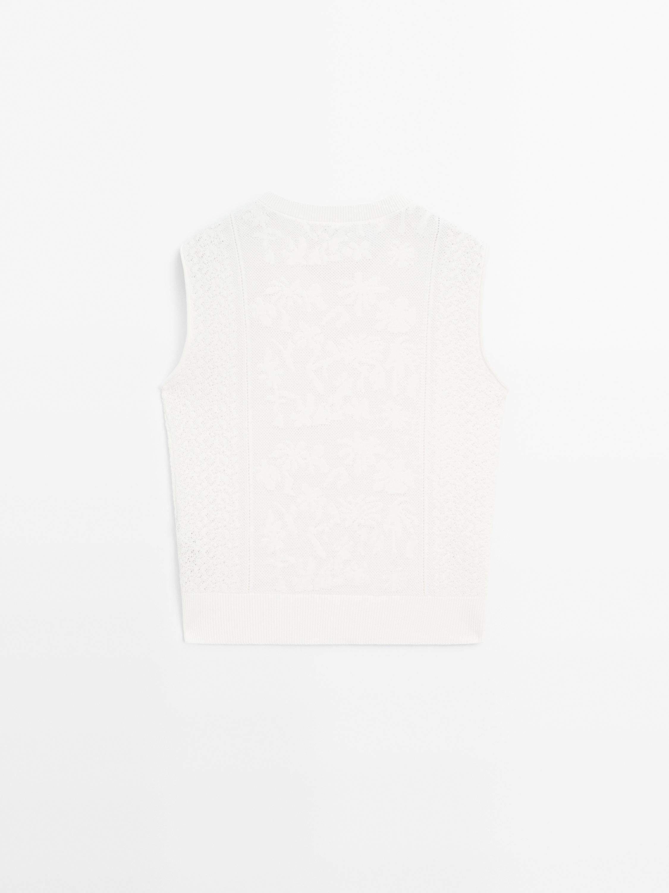 Sleeveless top with lace detail - Ecru | ZARA United States Sleeveless top with lace detail - Ecru | ZARA United States
