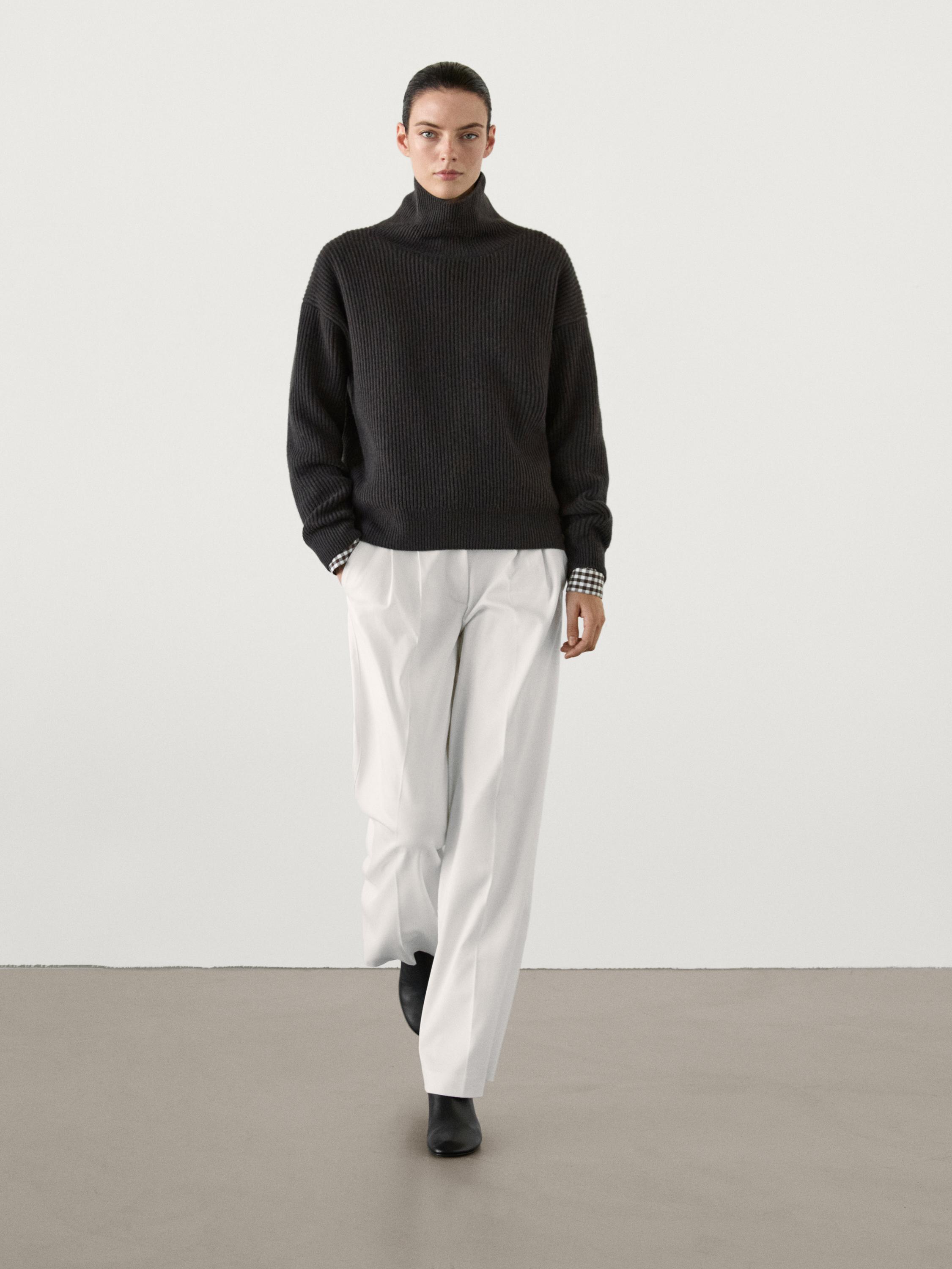 High neck wool sweater Charcoal gray ZARA Canada