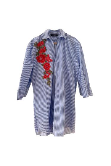 BLUE STRIPED FLOWER DRESS