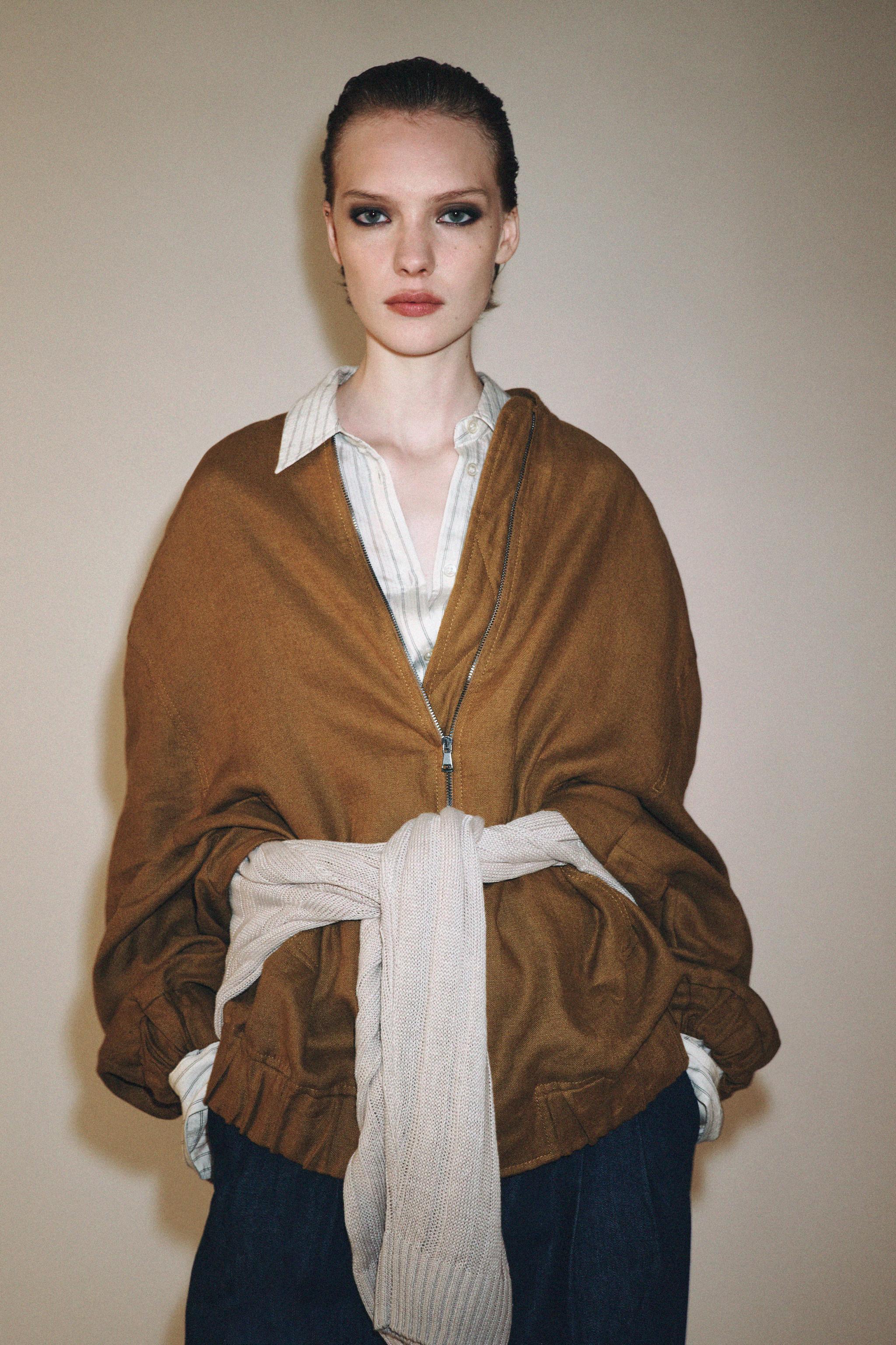 イギリス ZARA 綺麗色リネンジャケットアウタープレゼント♡ イギリス 仕切る ZARA 綺麗色リネンジャケットアウタープレゼント♡
