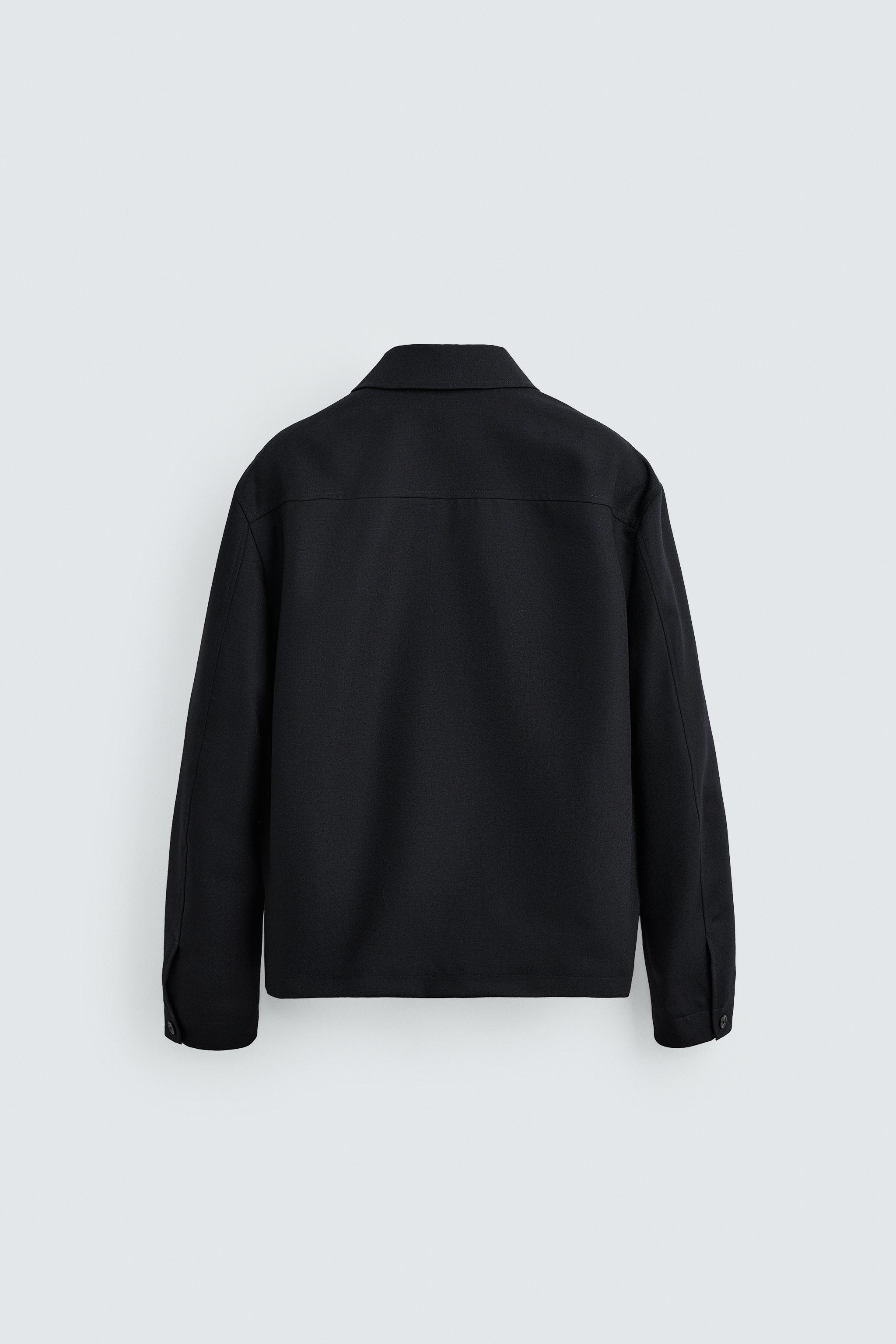 ウールシャツジャケット、ジッパー留め - ネイビーブルー | ZARA