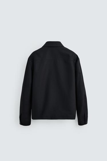 WOOL ZIP-UP OVERSHIRT - Navy blue by Zara - Image 7