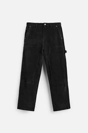 CORDUROY CARPENTER TROUSERS - Black by Zara