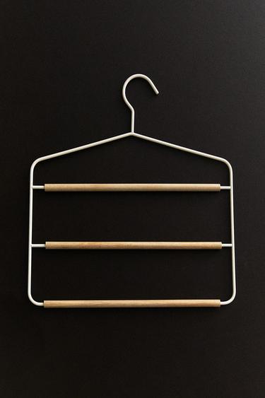 METAL AND WOOD TROUSER HANGER — White 1