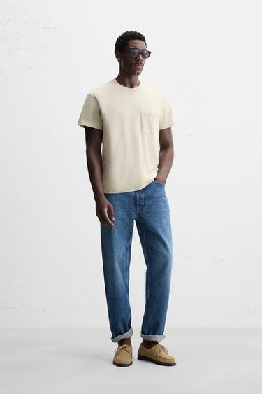 T-SHIRT WITH POCKET - Beige by Zara - Image 0