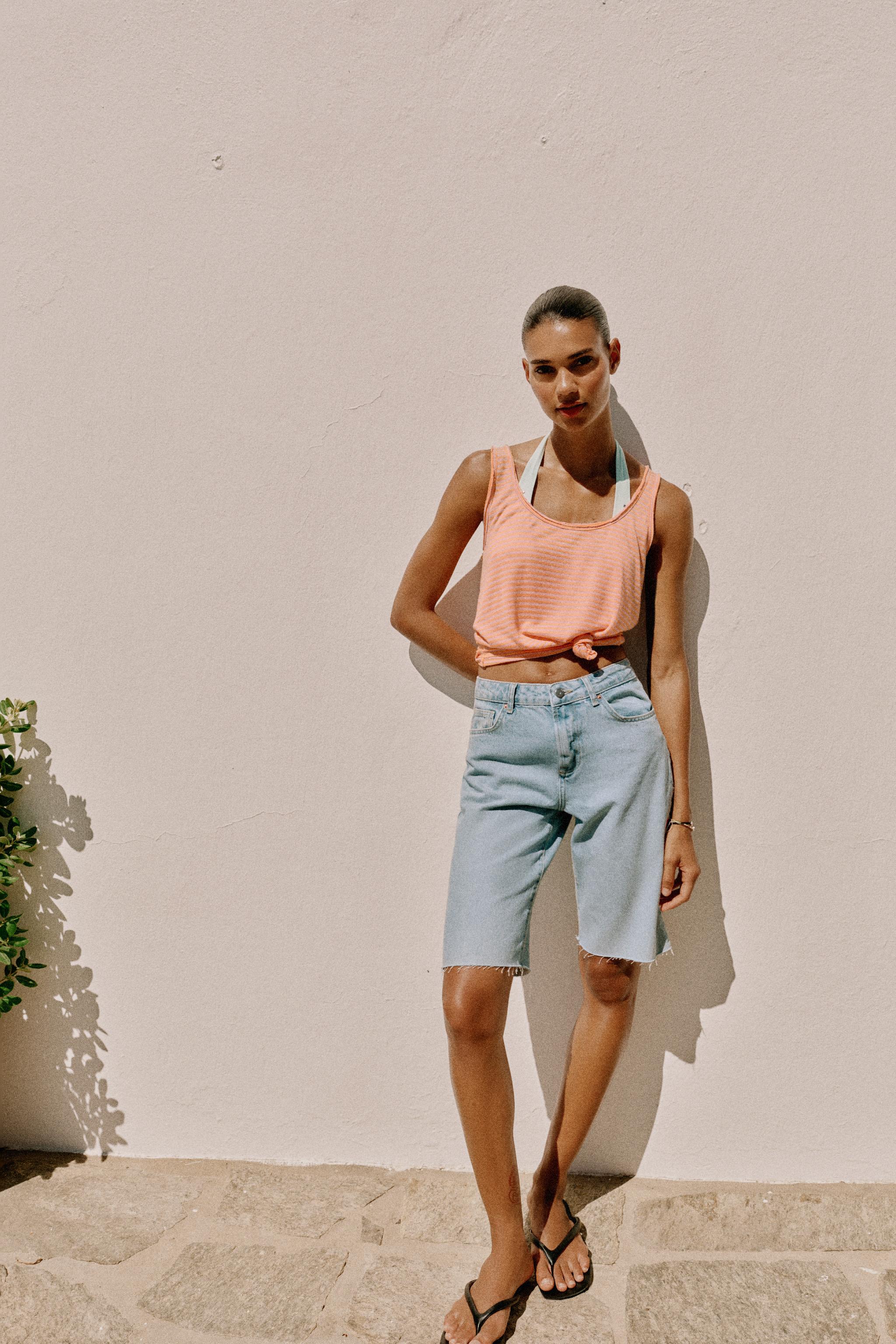 Z1975 MID-RISE DENIM SHORTS - Light blue | ZARA Canada