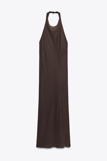 FLOWING HALTER DRESS - Chocolate by Zara - Image 0