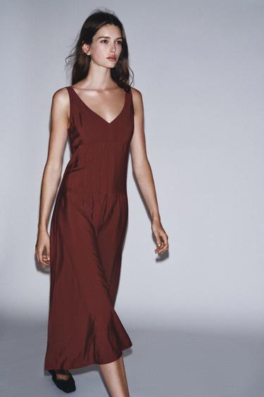 DRAWSTRING MIDI DRESS - Burgundy by Zara - Image 1