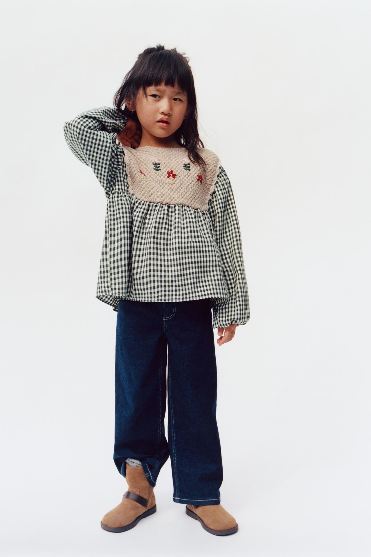 CHECKED SHIRT WITH EMBROIDERED DETAIL — Green