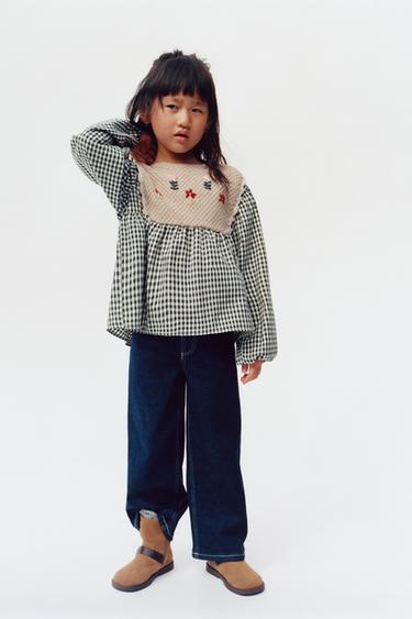 CHECKED SHIRT WITH EMBROIDERED DETAIL — Green 2