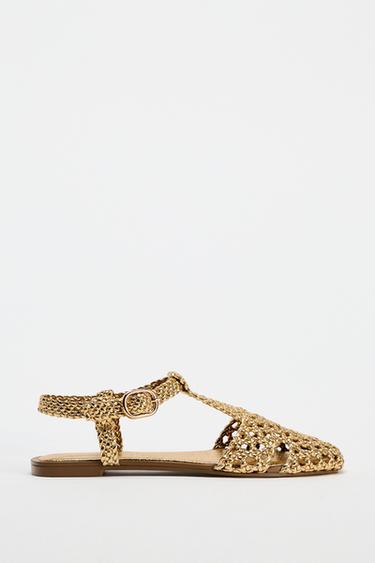 WOVEN CAGE SANDALS - Gold by Zara