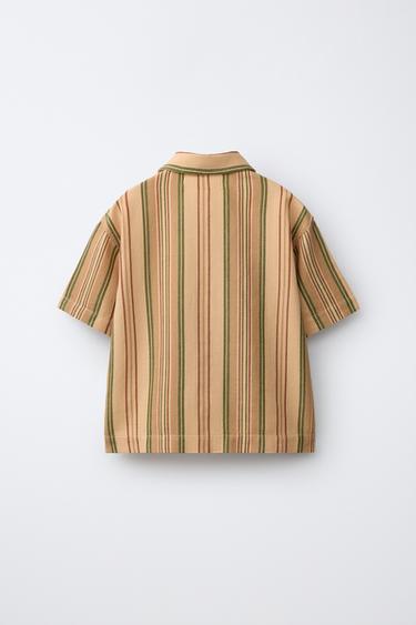 STRIPED RUSTIC SHIRT - Orange by Zara - Image 1