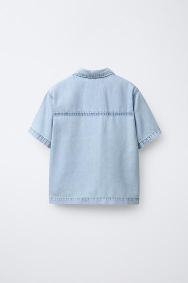 CHEMISE EN DENIM FLUIDE - Bleu de Zara - Image 1