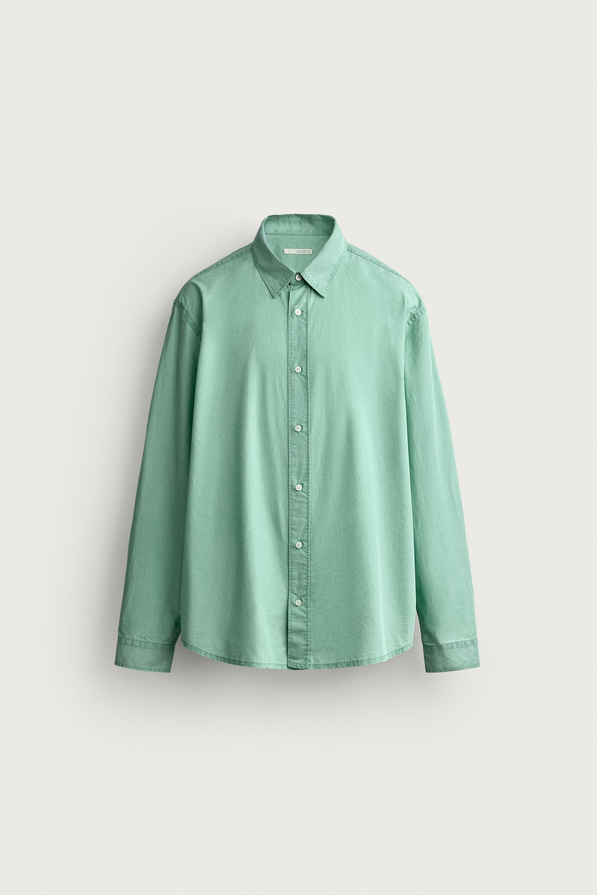 Мужские рубашки Zara WASHED REGULAR FIT SHIRT — фото 7