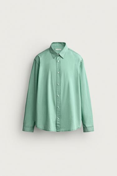 WASHED REGULAR FIT SHIRT - washed green by Zara
