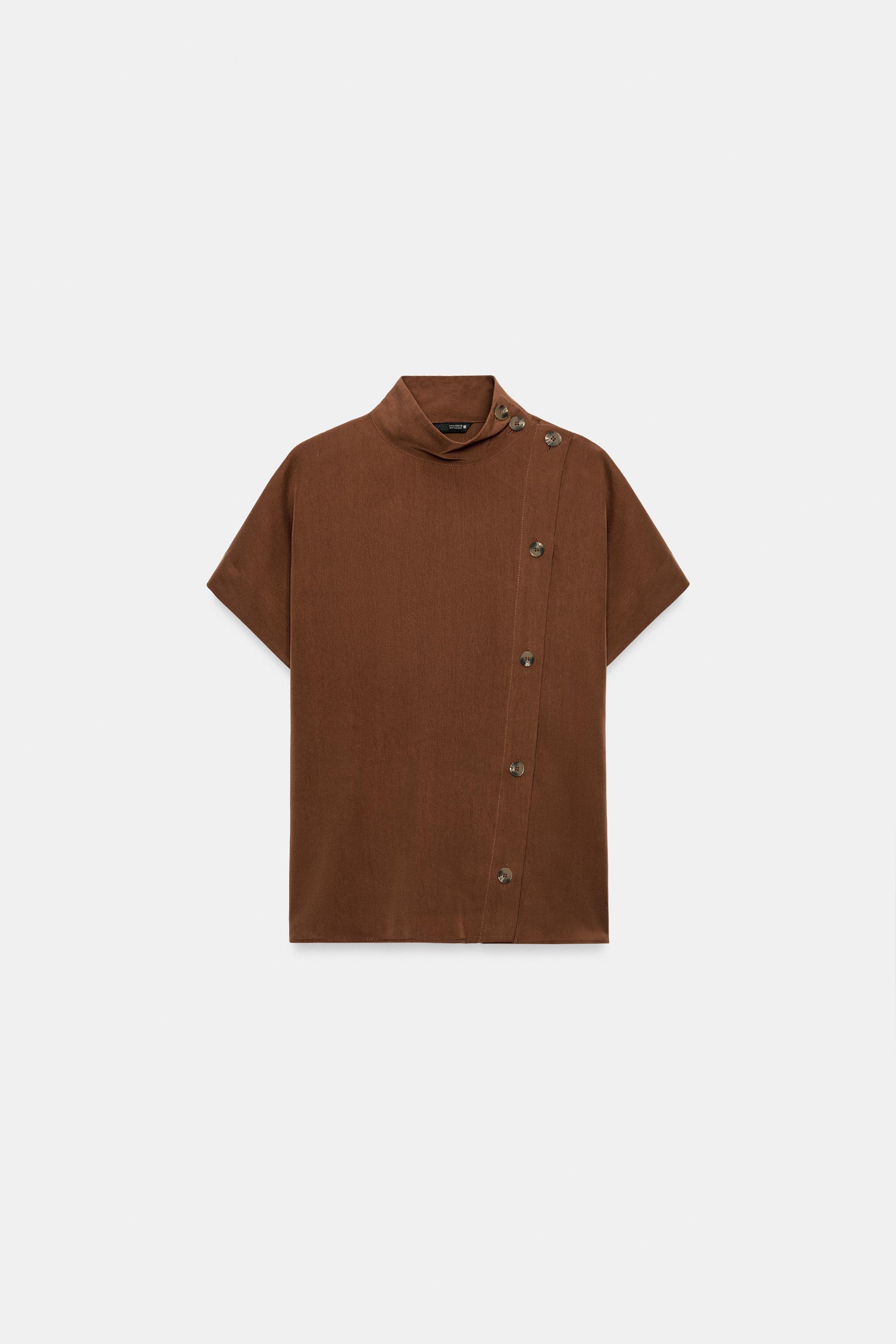 WRAP SHIRT WITH BUTTONS - Terracotta | ZARA South Africa