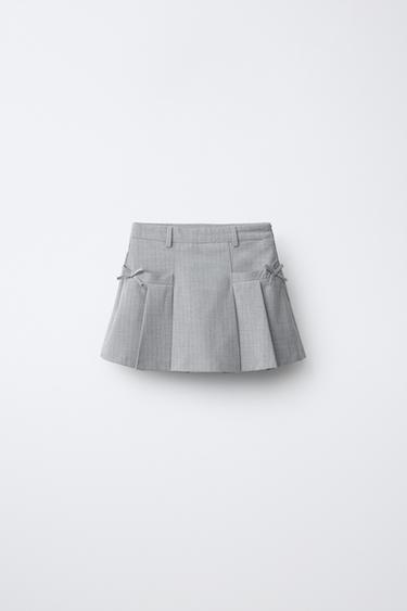 SAIA PLISSADA COM LAÇOS - Cinzento da Zara