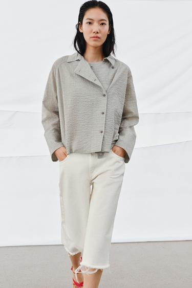 Zara ZW COLLECTION ASYMMETRIC BUTTON-UP SHIRT - Black / White