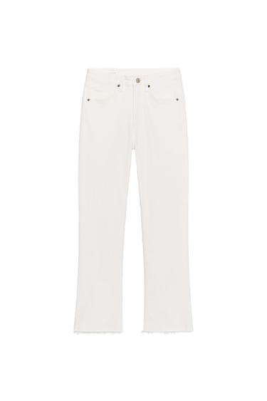 JEANS TRF CROPPED BOCA DE SINO CINTURA ALTA - Branco-marfim da Zara