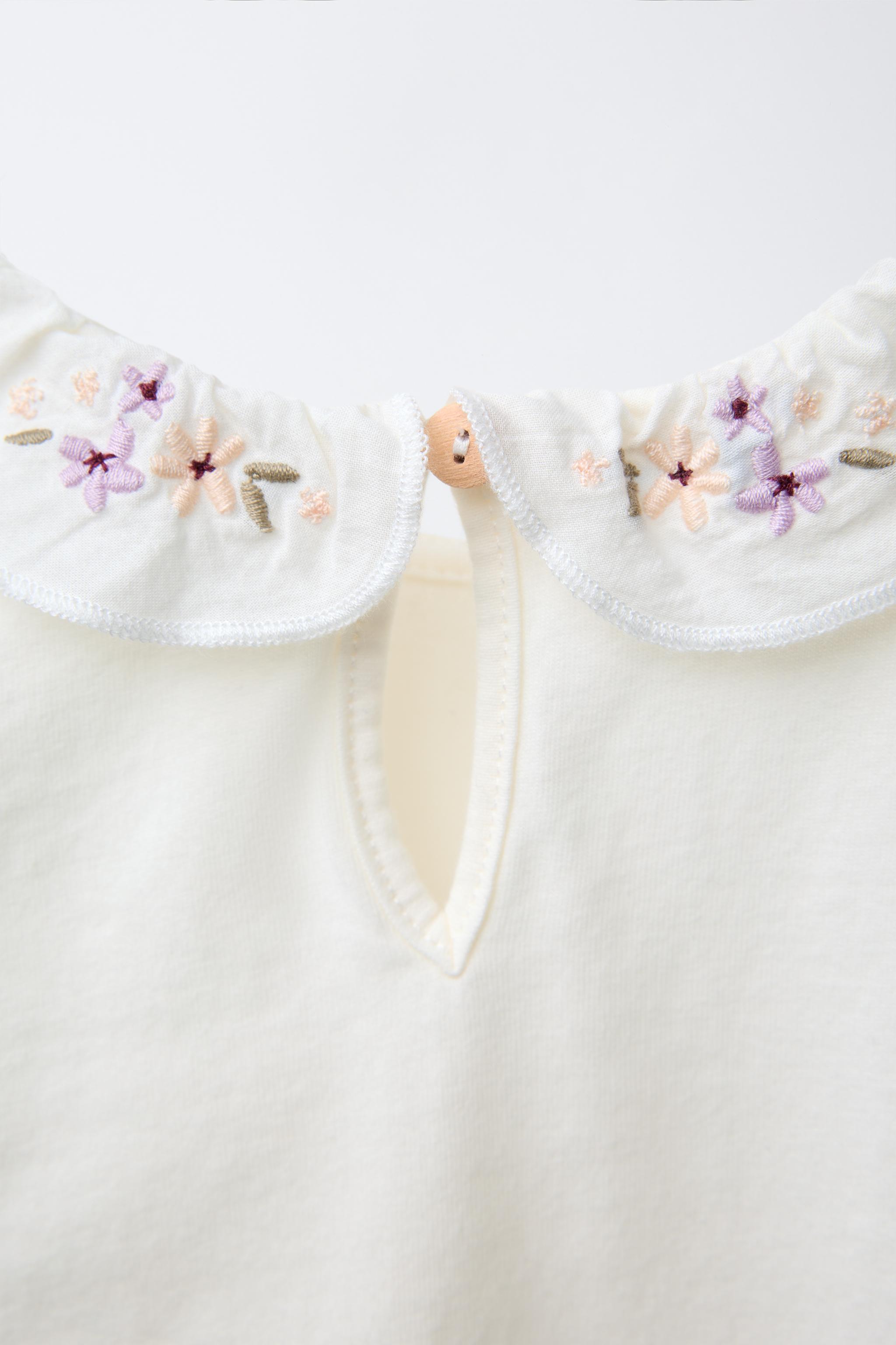 CONTRASTING PETER PAN COLLAR FLORAL TOP