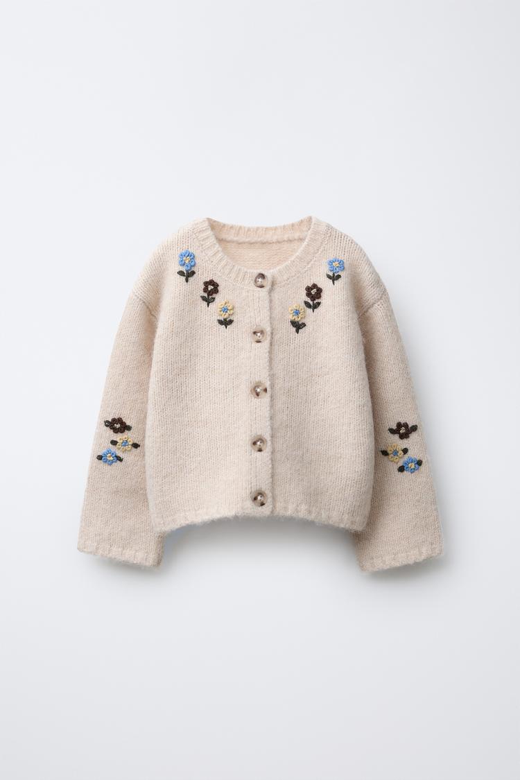 FLORAL EMBROIDERED KNIT CARDIGAN