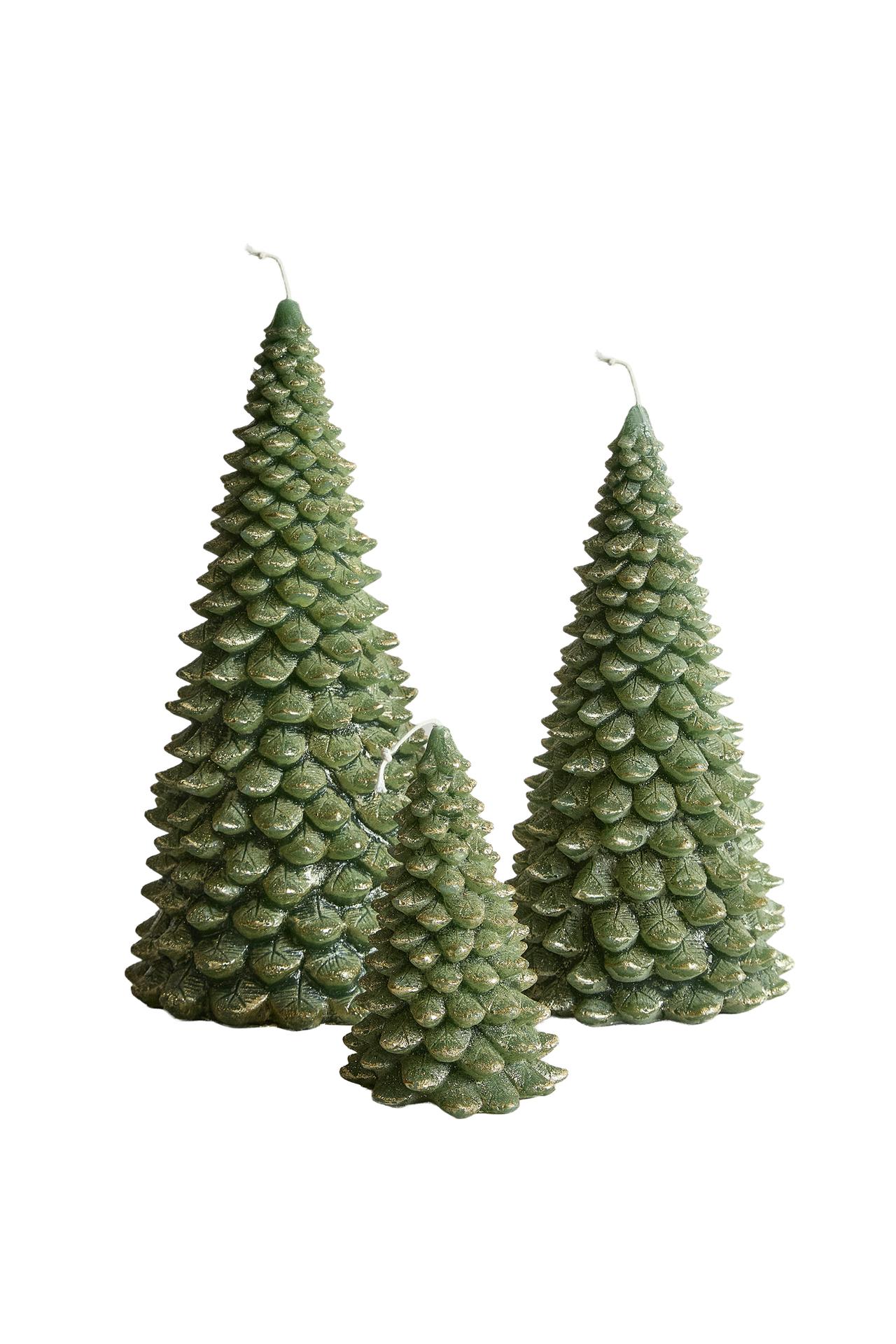 DECORATIVE SNOWY CHRISTMAS TREE GLITTER CHRISTMAS CANDLE