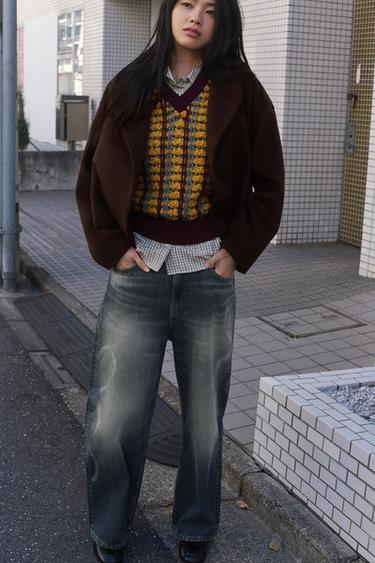 TRF BAGGY JEANS WITH SIDE PRINT - Blue by Zara