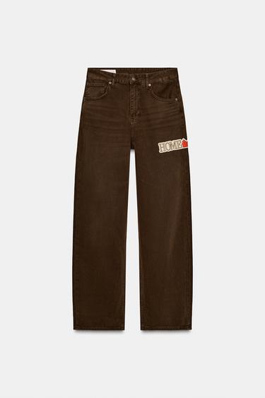 Zara TRF OVERSIZED BAGGY HOME ALONE™ JEANS - Brown