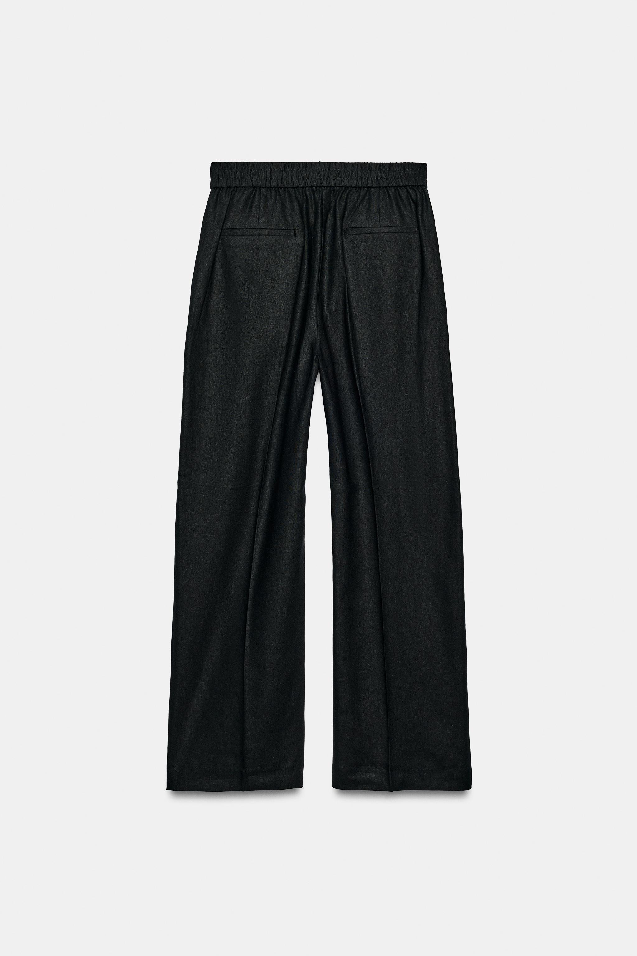 Zara KETEN KARIŞIMLI DÜZ PAÇA PANTOLON görsel 8