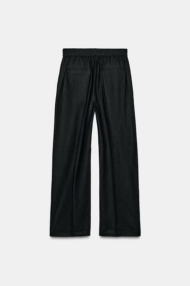 PANTALÓN RECTO CON LINO - Negro de Zara
