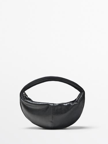 Zara Mini nappa leather half-moon bag - Black