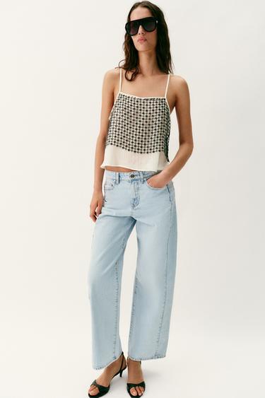 Z1975 HIGH-WAIST JEANS WITH FRONT SEAMS - Light blue by Zara