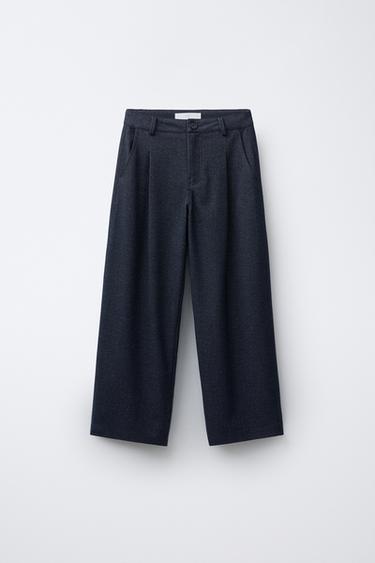 QUẦN VẢI MUỐI TIÊU DÁNG TAILORED FIT - xanh dương/đen từ Zara