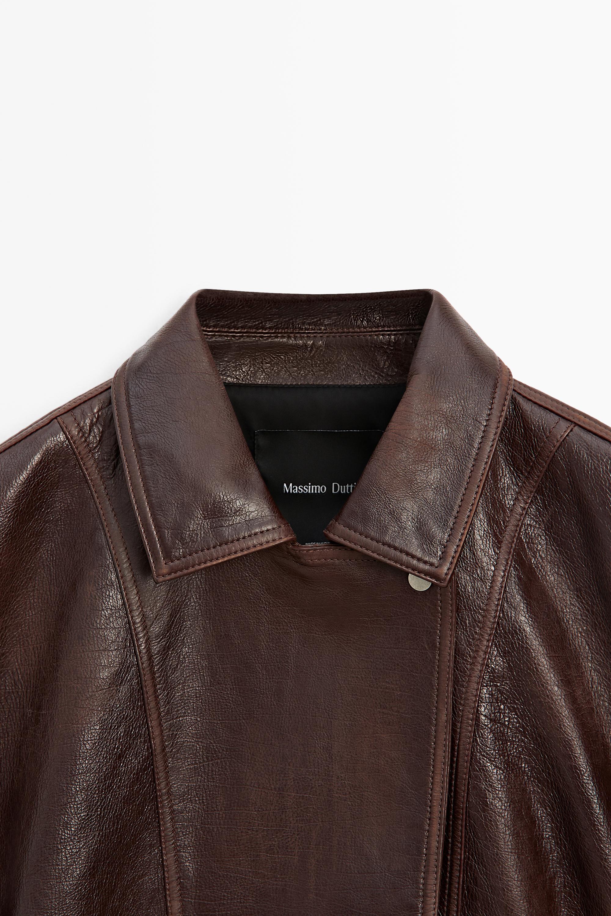 Blouson à plis en cuir nappa