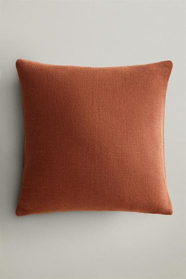 JUTE AND COTTON CUSHION COVER - Brick by Zara